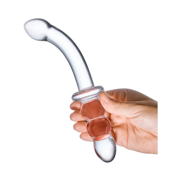 Glas 8 in. Ribbed G-Spot Glass Dildo - Image 4