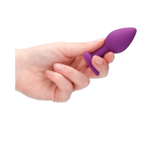 Ouch! Flexible Silicone Diamond Heart Butt Plug Purple Regular - Image 8