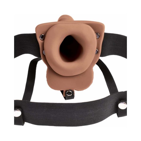 Fetish Fantasy Series Rechargeable Vibrating 6 in. Hollow Strap-On With Balls Tan/Black - Image 4