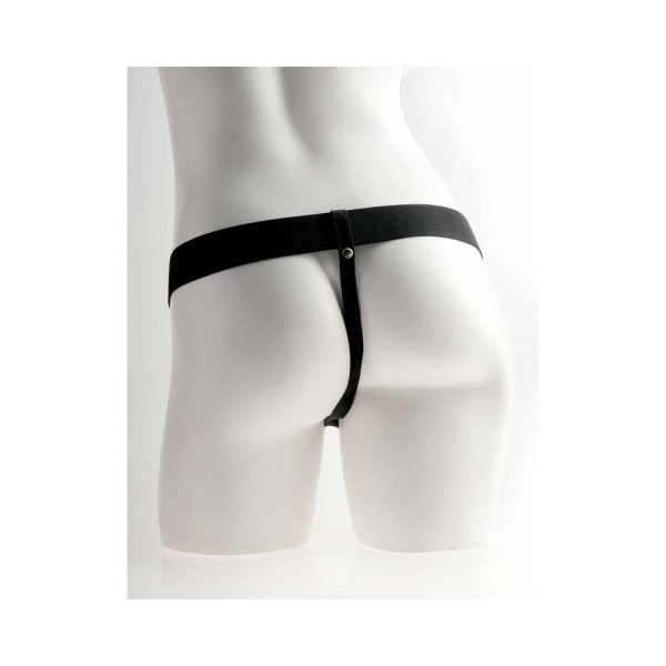 Fetish Fantasy Series Rechargeable Vibrating 6 in. Hollow Strap-On With Balls Tan/Black - Image 6