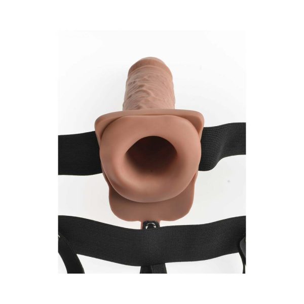 Fetish Fantasy Series Vibrating 7 in. Hollow Strap-On With Balls Tan/Black - Image 4