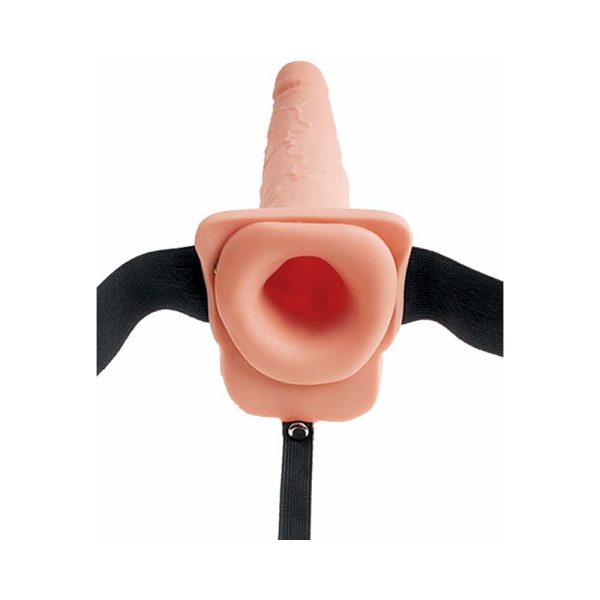 Fetish Fantasy Series 7.5 in. Hollow Squirting Strap-On With Balls Beige/Black - Image 4
