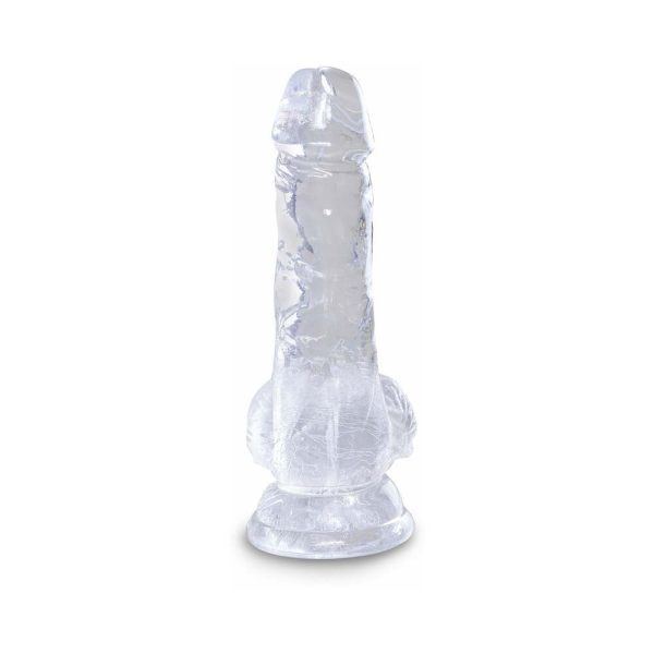 King Cock Clear 5 in. Cock With Balls Realistic Suction Cup Dildo - Image 3