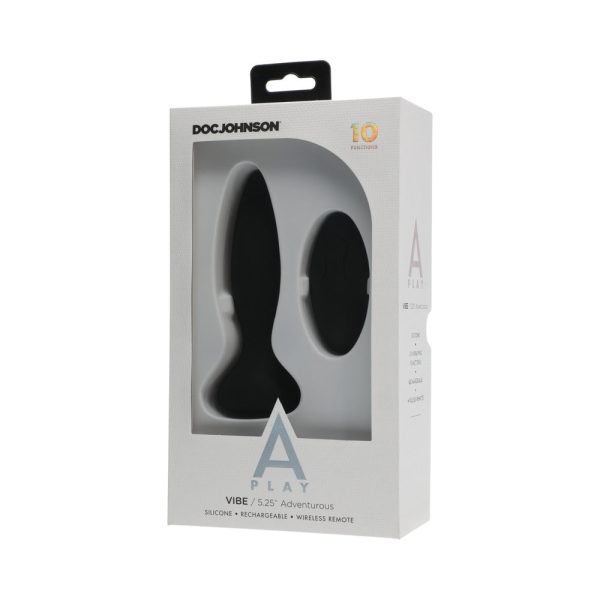 A-Play Vibe Adventurous Rechargeable Silicone Anal Plug with Remote Black - Image 4