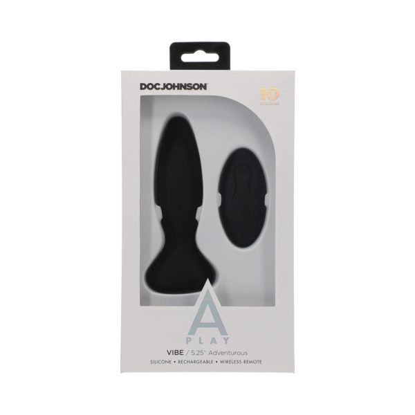 A-Play Vibe Adventurous Rechargeable Silicone Anal Plug with Remote Black - Image 5