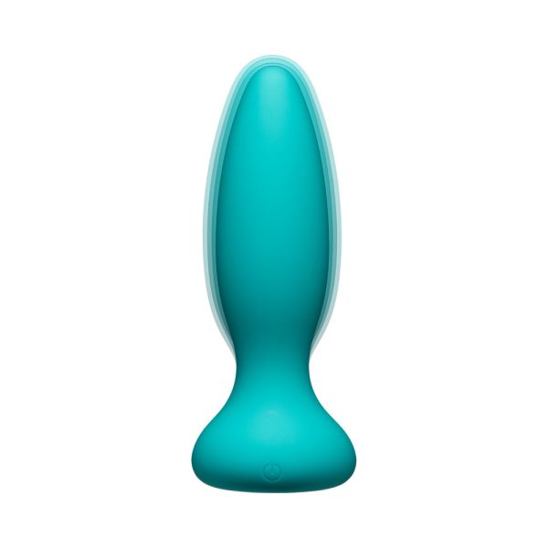 A-Play Vibe Adventurous Rechargeable Silicone Anal Plug with Remote Teal - Image 4