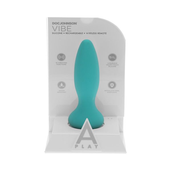 A-Play Vibe Experienced Rechargeable Silicone Anal Plug with Remote Teal - Image 5
