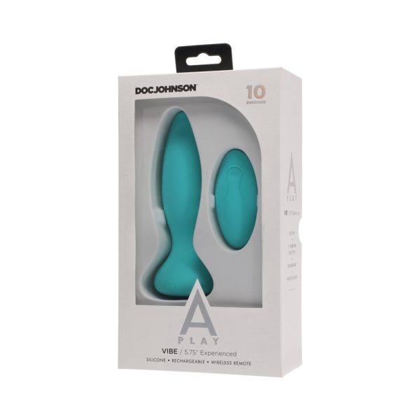 A-Play Vibe Experienced Rechargeable Silicone Anal Plug with Remote Teal - Image 6