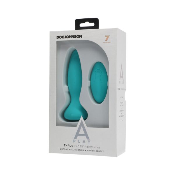 A-Play Thrust Adventurous Rechargeable Silicone Anal Plug with Remote Teal - Image 7
