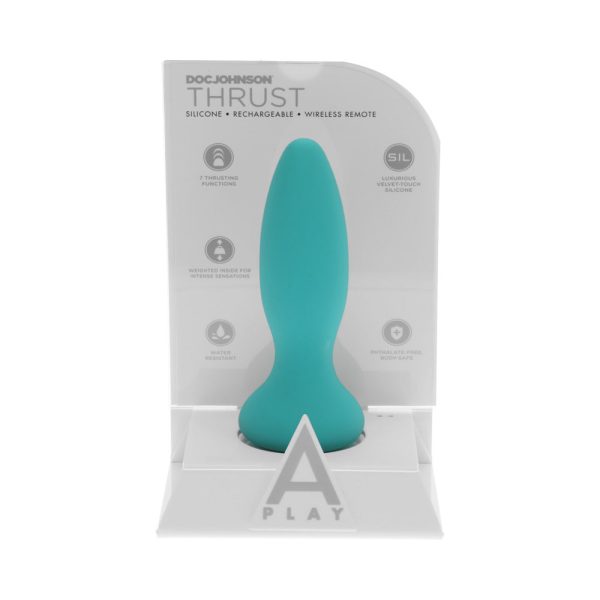 A-Play Thrust Experienced Rechargeable Silicone Anal Plug with Remote Teal - Image 6