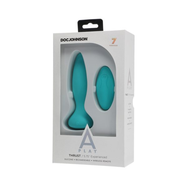 A-Play Thrust Experienced Rechargeable Silicone Anal Plug with Remote Teal - Image 7