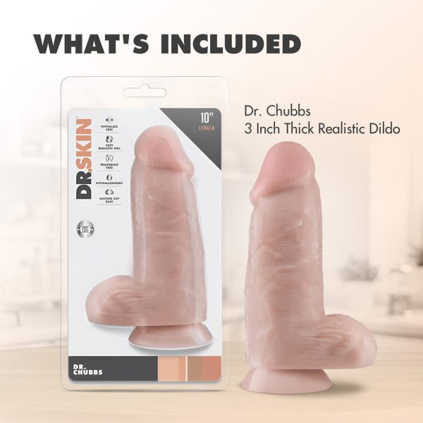 Dr. Skin Dr. Chubbs Realistic 10 in. Dildo with Balls Beige - Image 10