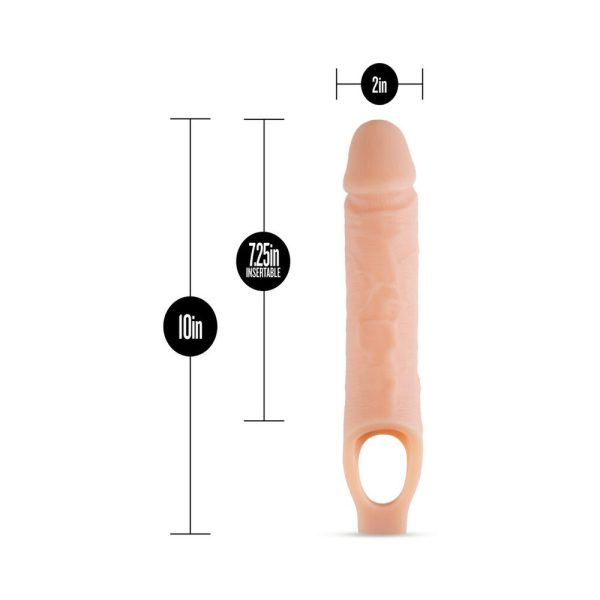 Performance Plus 10 in. Silicone Cock Sheath Penis Extender Sling Beige - Image 3