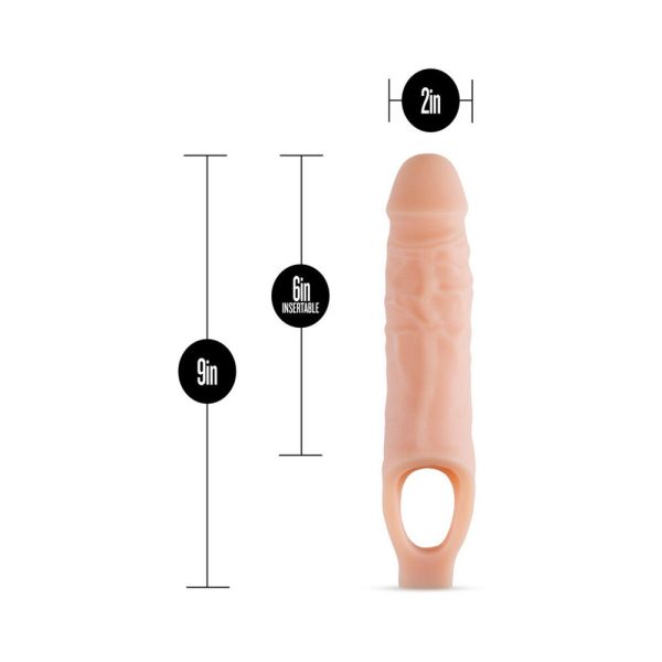 Performance Plus 9 in. Silicone Cock Sheath Penis Extender Sling Beige - Image 3