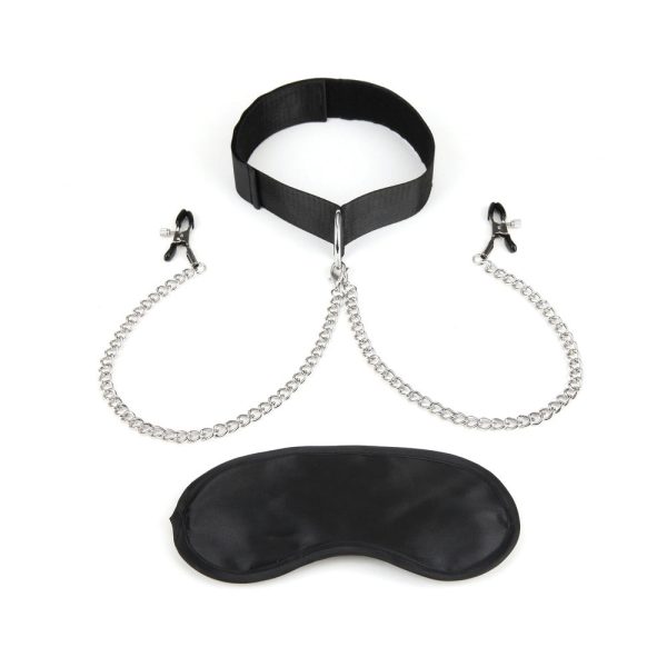 Lux Fetish Collar & Nipple Clamps with Adjustable Pressure - Image 2