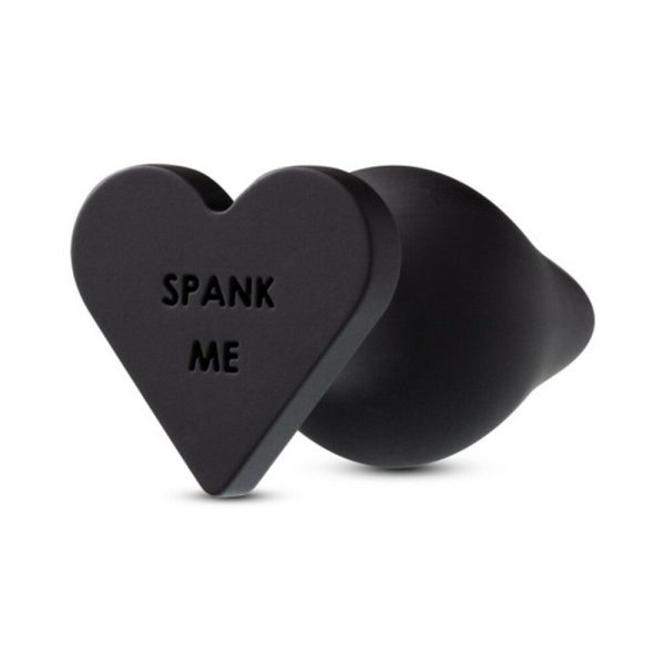 Temptasia ''Spank Me'' Silicone Anal Plug with Heart-Shaped Base Black - Image 3