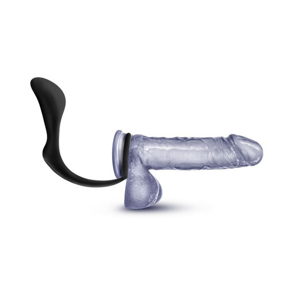 Anal Adventures Platinum Silicone Cock Ring Plug Black - Image 5