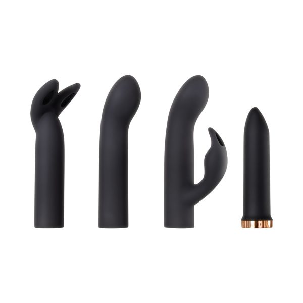 Evolved Four Play Rechargeable Silicone Bullet Vibrator and 3-Piece Sleeve Set Black - Image 2
