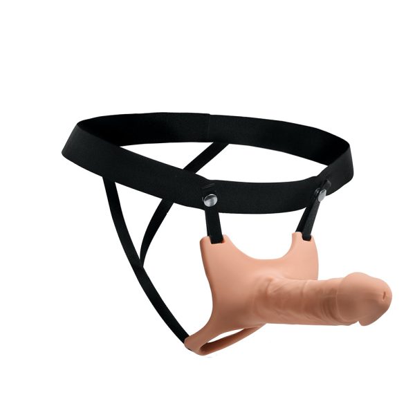 Size Matters Hollow Silicone Dildo Strap-On Beige - Image 2