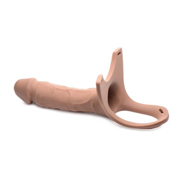 Size Matters Hollow Silicone Dildo Strap-On Beige - Image 5