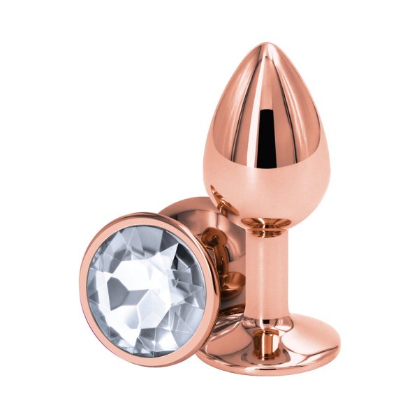 Rear Assets Rose Gold Anal Plug Small Clear - Image 2