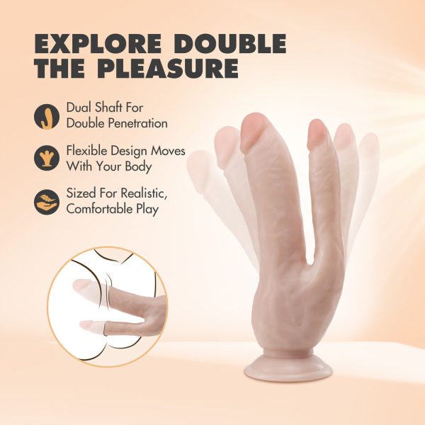 Dr. Skin DP Cock Realistic 8 in. Dual Entry Dildo Beige - Image 7
