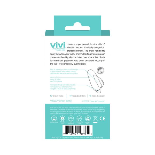 Vedo Vivi Rechargeable Finger Vibe Tease Me Turquoise - Image 8