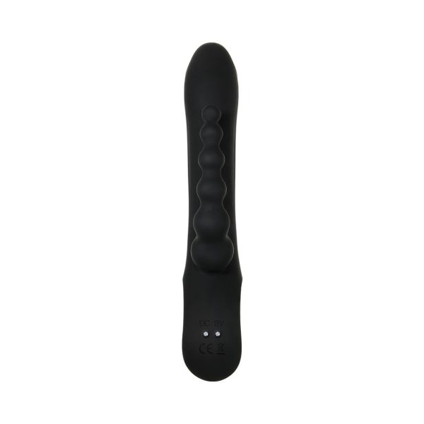 Evolved Trifecta Rechargeable Dual Entry Triple Stimulation Silicone Rabbit Vibrator Black - Image 7