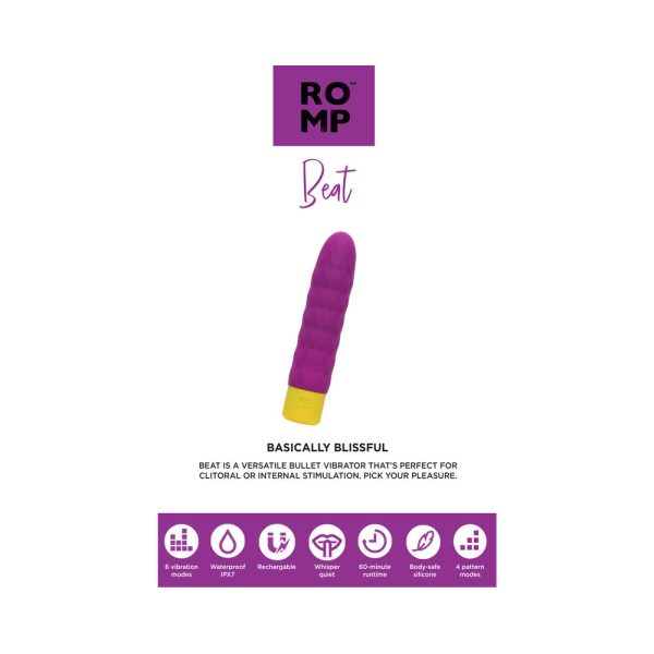 ROMP Beat Rechargeable Silicone Bullet Vibrator Light Purple - Image 9