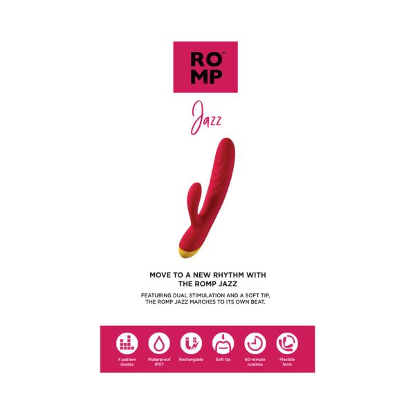 ROMP Jazz Rechargeable Silicone Rabbit Vibrator Berry - Image 8