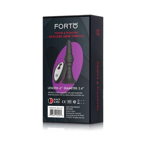 Forto Vibrating Ribbed Plug Rechargeable Remote-Controlled Silicone Anal Plug Large Black - Image 8