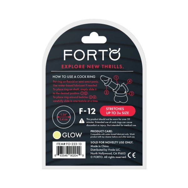 Forto F-12 Liquid Silicone Cockring 35mm Glow - Image 6