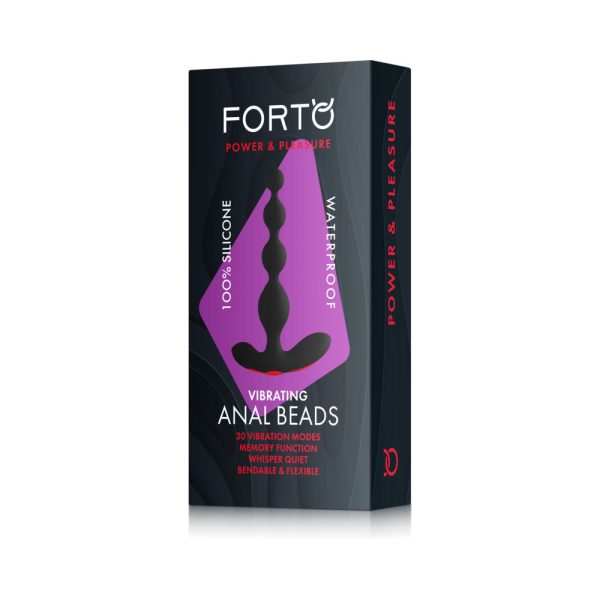 Forto Vibrating Anal Beads Rechargeable Silicone Plug Black - Image 8