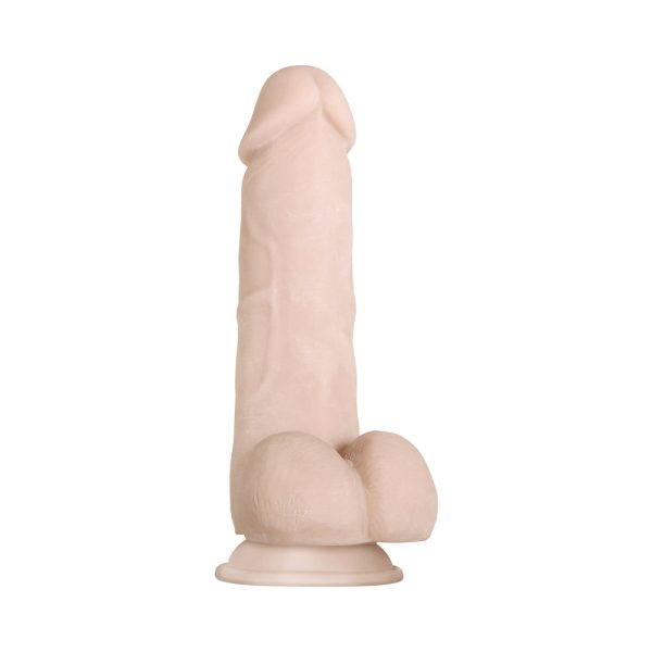 Evolved Real Supple Girthy Poseable 8.5 in. Realistic Dildo With Balls Beige - Image 4