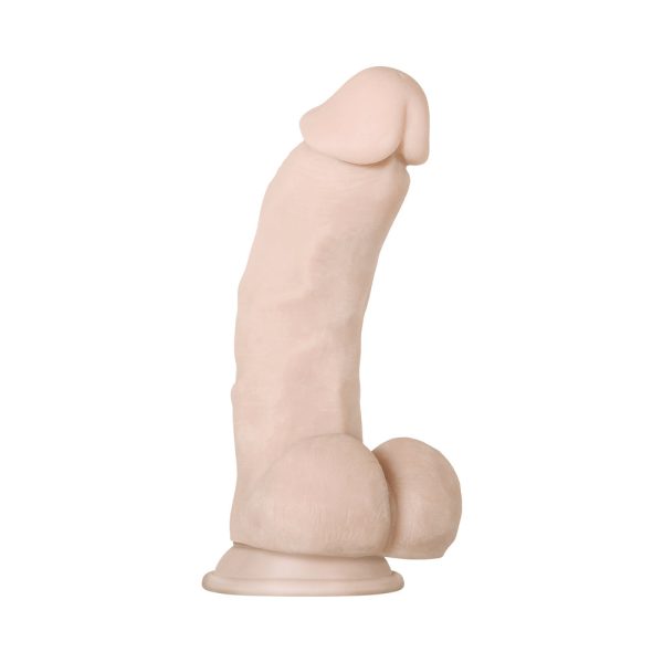 Evolved Real Supple Girthy Poseable 8.5 in. Realistic Dildo With Balls Beige - Image 5