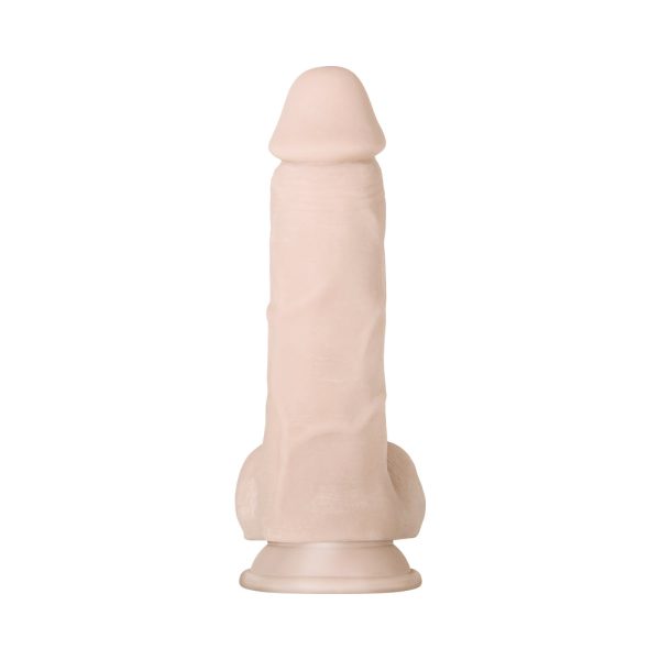 Evolved Real Supple Girthy Poseable 8.5 in. Realistic Dildo With Balls Beige - Image 6