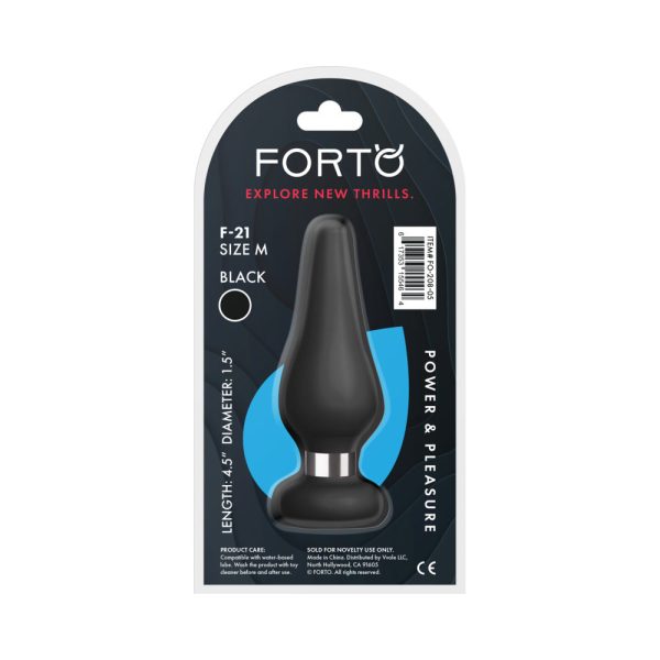 Forto F-21 Tear Drop Silicone Anal Plug Medium Black - Image 5