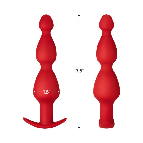 Forto F-52 Cone Beads Silicone Anal Plug Red - Image 5