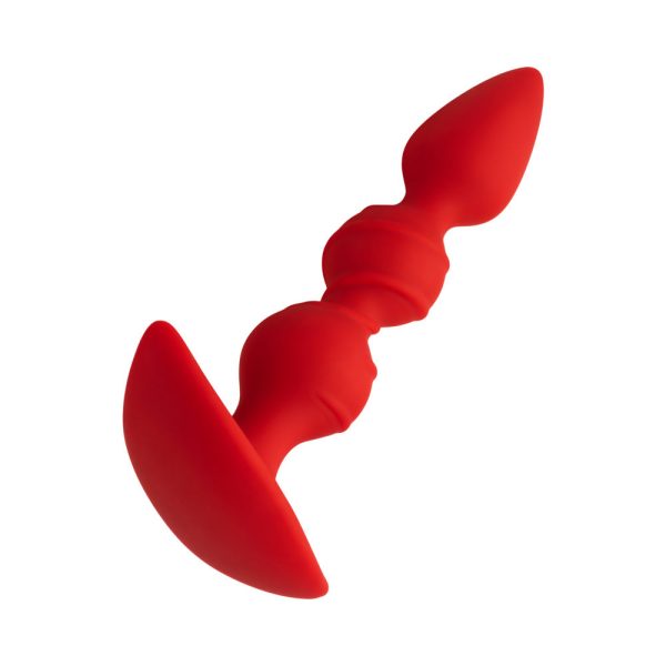 Forto F-42 Spiral Beads Silicone Anal Plug Red - Image 4