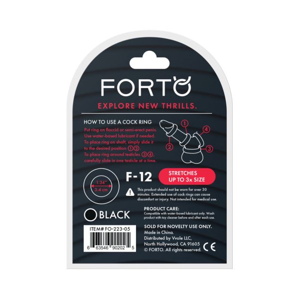 Forto F-12 Liquid Silicone Cockring 35mm Black - Image 6