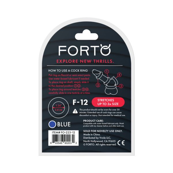 Forto F-12 Liquid Silicone Cockring 35mm Blue - Image 6