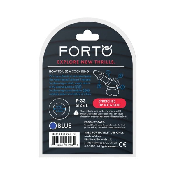 Forto F-33 Liquid Silicone Cockring Large Blue - Image 6