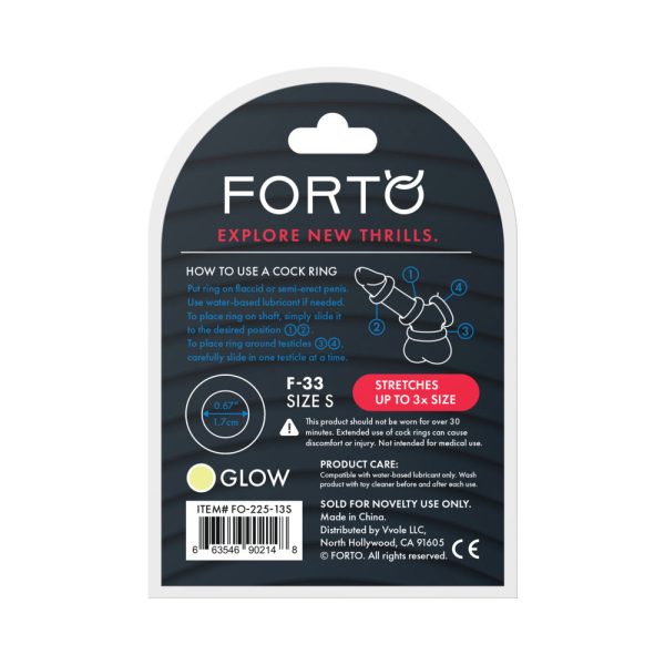 Forto F-33 Liquid Silicone Cockring Small Glow - Image 6