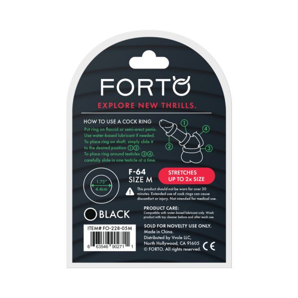 Forto F-64 Wide Liquid Silicone Cockring Medium Black - Image 6