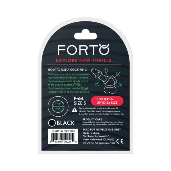 Forto F-64 Wide Liquid Silicone Cockring Small Black - Image 6