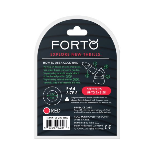 Forto F-64 Wide Liquid Silicone Cockring Small Red - Image 6