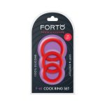 Forto F-61 3-Piece Silicone Cockring Set Red