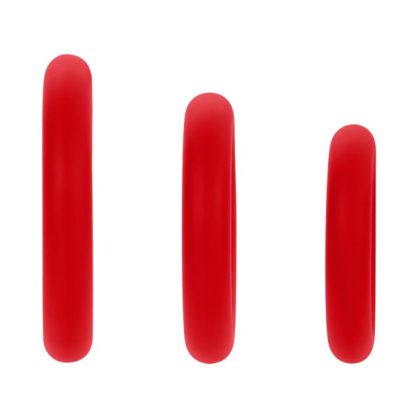 Forto F-61 3-Piece Silicone Cockring Set Red - Image 4