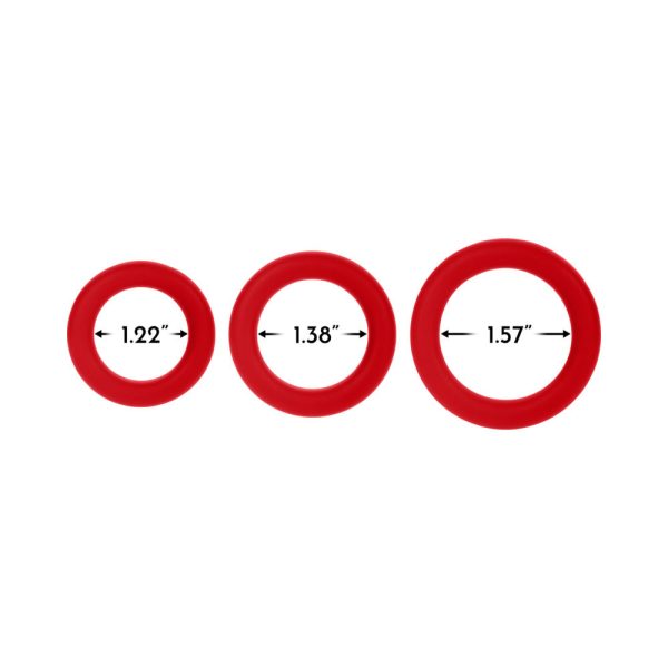 Forto F-61 3-Piece Silicone Cockring Set Red - Image 5