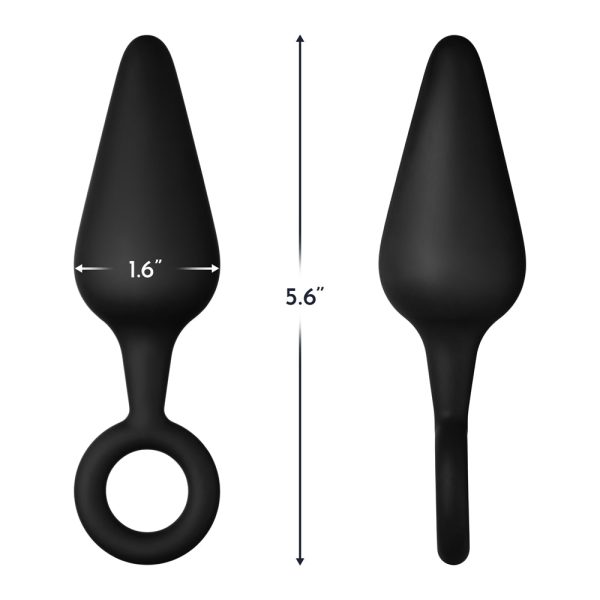 Forto F-10 Silicone Anal Plug with Pull Ring Large Black - Image 5